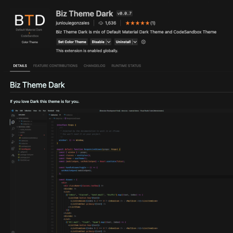 biz theme dark